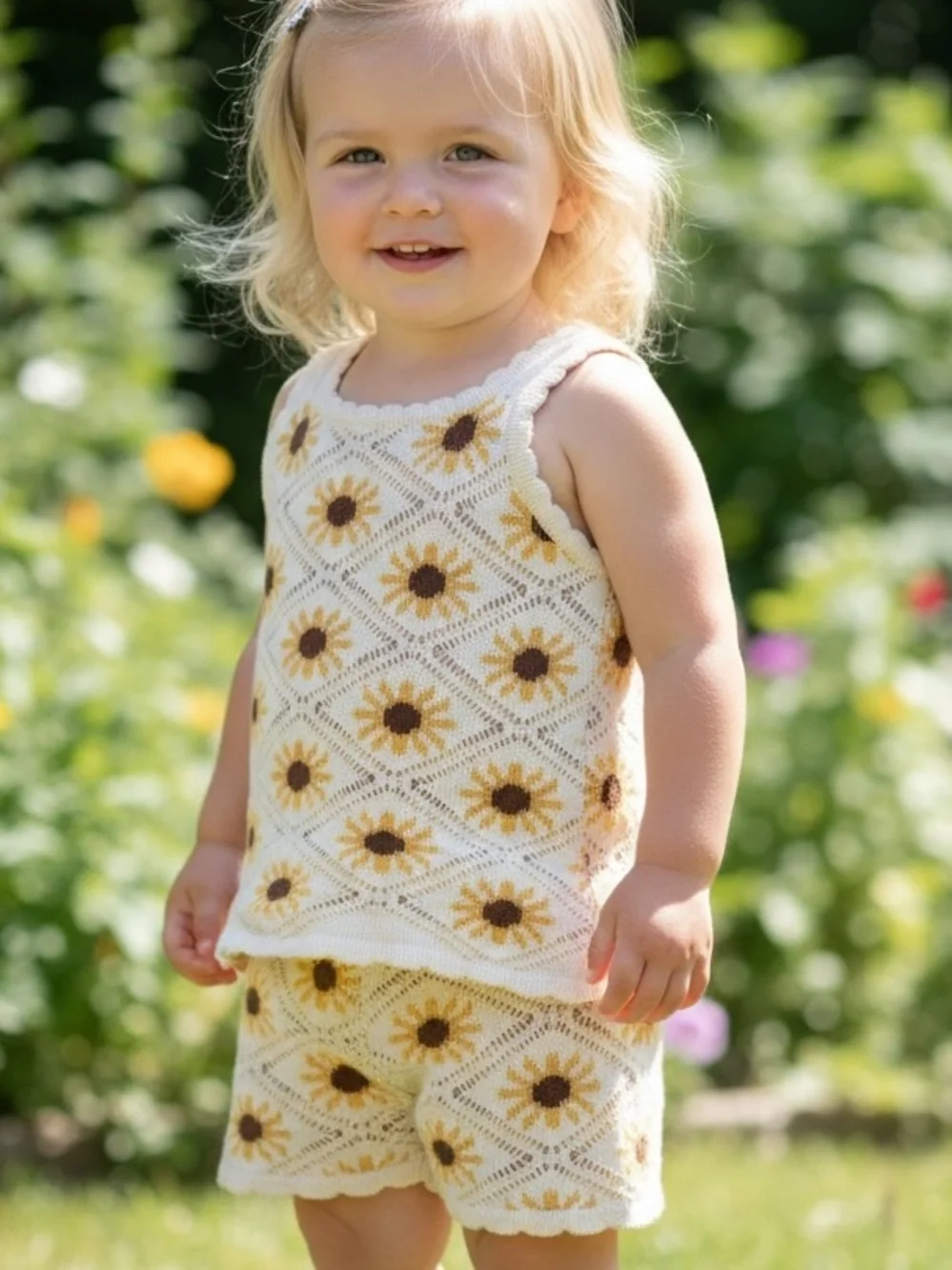 Jessica Simpson Crochet Cotton Cream Knit Tank Sunflower 3T